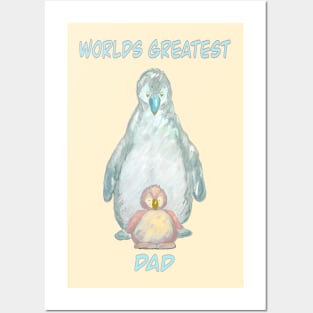 World’s Greatest Dad-cute baby penguin and  daddy penguin. Posters and Art